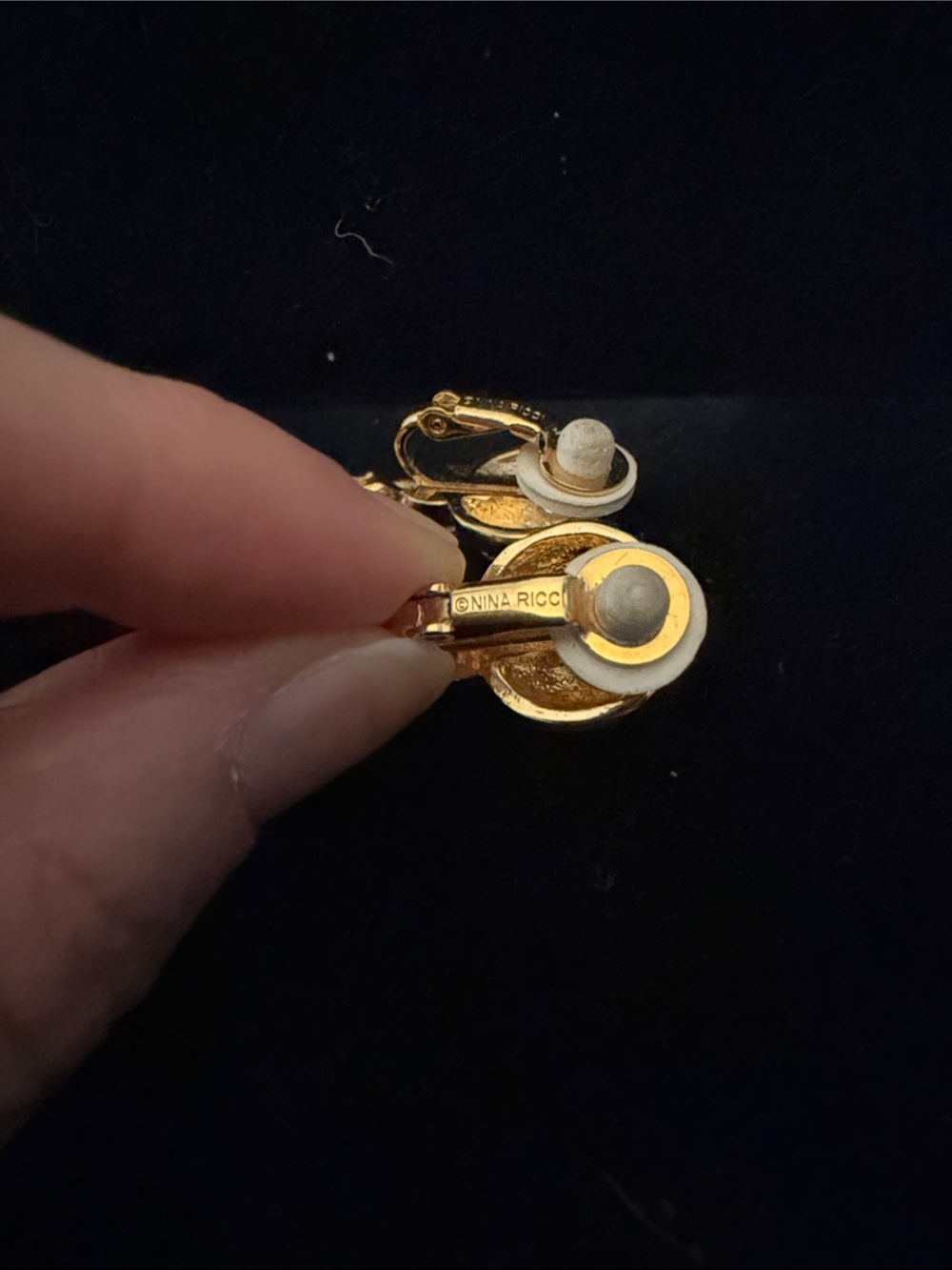 Nina Ricci Gold-Tone Heart Drop Clip On Earrings with Crystal Accents - Picture 2 of 5